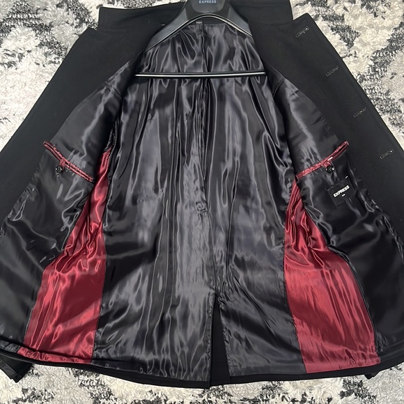 Express Slim Velvet Military Aviator Jacket Sz 42R Men's Black Button Velour - Picture 5 of 7